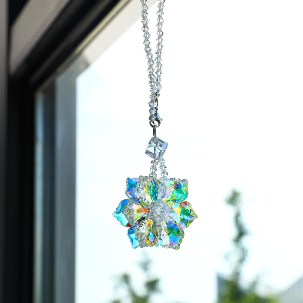 Crystal Snowflake Car Pendant Lucky Hanging Ornament Interior Mirror Decoration